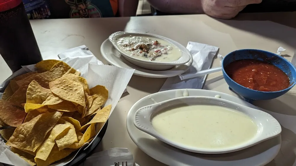 Chips Salsa and Cheese Dips